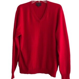 Club Room 2-Ply Estate Cashmere V-Neck Sweater Mens Size M Red Luxury Old Money